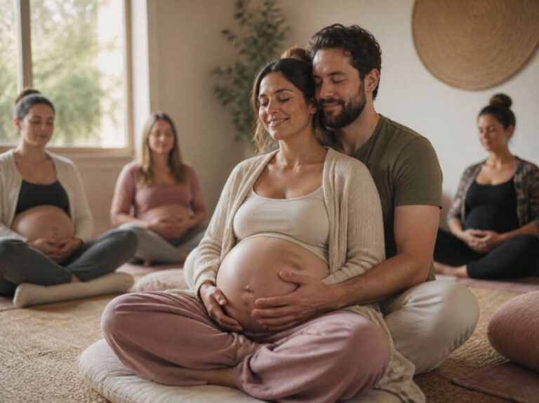 Werdende Eltern im Geburtsvorbereitungskurs nach der Babyfeeling Methode